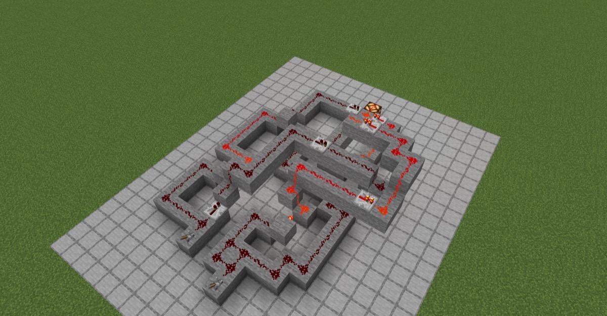 REDA xor2 as placed in vanilla Minecraft 1.21.1. Vanilla removes the dust that has nothing to stand on.